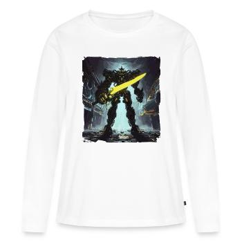 Futuriste Cyberpunk Mech Warrior Sci Fi Robot - T-shirt manches longues Premium bio Femme - blanc - Devant - Julia (174cm)