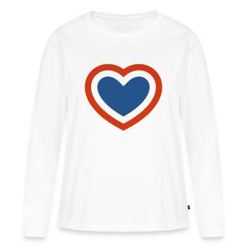 Concentrique Rouge Blanc et Bleu Coeur - T-shirt manches longues Premium bio Femme - blanc - Devant - Julia (174cm)