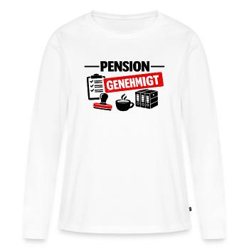 Pension genehmigt - Frauen Premium Bio Langarmshirt - Weiß - Vorne - Julia (174cm)