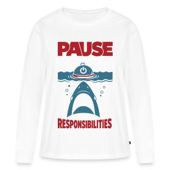 Mettez le jeu sur pause, ce n’est pas mes responsabilités - T-shirt manches longues Premium bio Femme - blanc - Devant - Julia (174cm)