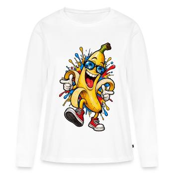 Banane fraîche - T-shirt manches longues Premium bio Femme - blanc - Devant - Julia (174cm)