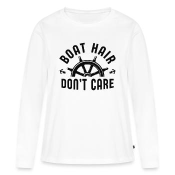 Boot Haar nicht kümmern - Frauen Premium Bio Langarmshirt - Weiß - Vorne - Julia (174cm)