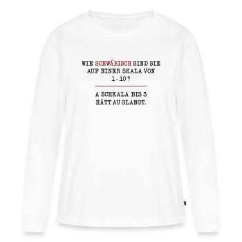 Schwäbische Umfrage: Wie schwäbisch bist du? - Frauen Premium Bio Langarmshirt - Weiß - Vorne - Julia (174cm)