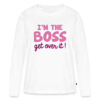 Je suis le patron Get Over It - T-shirt manches longues Premium bio Femme - blanc - Devant - Julia (174cm)