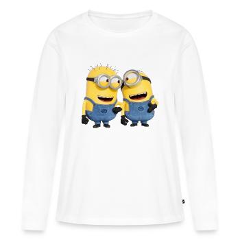 Les Minions Phil Et Stuart Drôle - T-shirt manches longues Premium bio Femme - blanc - Devant - Julia (174cm)