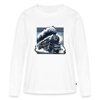 La puissance de la vapeur - Graphique d’une locomotive à vapeur - T-shirt manches longues Premium bio Femme - blanc - Devant - Julia (174cm)
