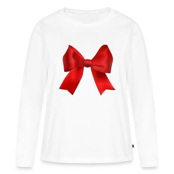 rote Schleife - Frauen Premium Bio Langarmshirt - Weiß - Vorne - Julia (174cm)