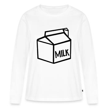 Lait - T-shirt manches longues Premium bio Femme - blanc - Devant - Julia (174cm)