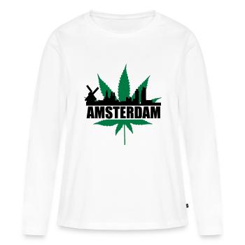 amsterdam horizon - T-shirt manches longues Premium bio Femme - blanc - Devant - Julia (174cm)