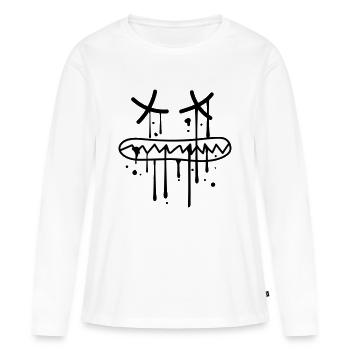 visage mordant les dents croquant mort mort graffiti - T-shirt manches longues Premium bio Femme - blanc - Devant - Julia (174cm)