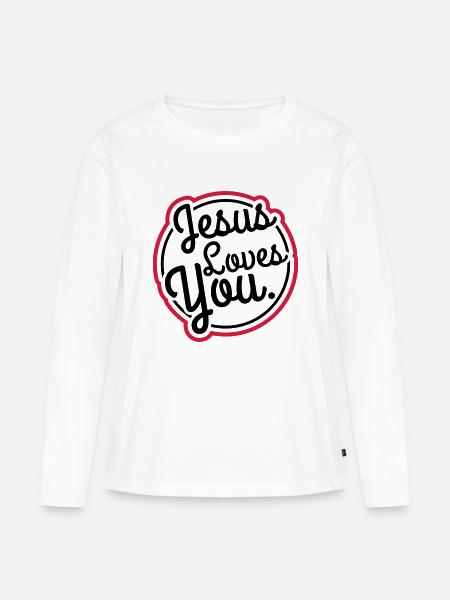 jesus_loves_you_gu2 - Frauen Premium Bio Langarmshirt - Weiß