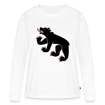 dessin d'un ours symbole drapeau de Berne Suisse - T-shirt manches longues Premium bio Femme - blanc - Devant - Julia (174cm)