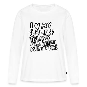 I heart Myself - T-shirt manches longues Premium bio Femme - blanc - Devant - Julia (174cm)