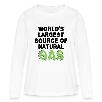 Weltweit größte Quelle für Gas Lustiger Spruch - Frauen Premium Bio Langarmshirt - Weiß - Vorne - Julia (174cm)