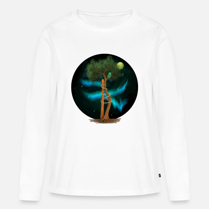 OT Baum in der Aurora Borealis (gOT it!) - Frauen Premium Bio Langarmshirt - Weiß