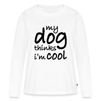 Le chien pense dans la fraîcheur - T-shirt manches longues Premium bio Femme - blanc - Devant - Julia (174cm)