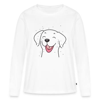 Sourire de chien - T-shirt manches longues Premium bio Femme - blanc - Devant - Julia (174cm)