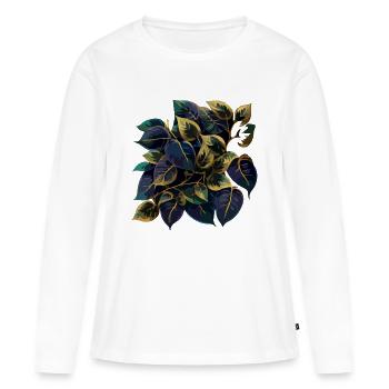 Les feuilles naturelles - T-shirt manches longues Premium bio Femme - blanc - Devant - Julia (174cm)