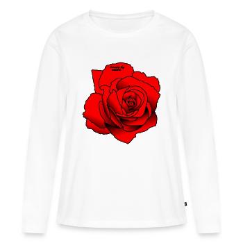 Rote Rose - Frauen Premium Bio Langarmshirt - Weiß - Vorne - Julia (174cm)