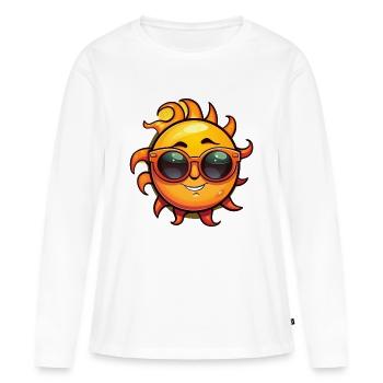 Soleil avec lunettes de soleil - T-shirt manches longues Premium bio Femme - blanc - Devant - Julia (174cm)