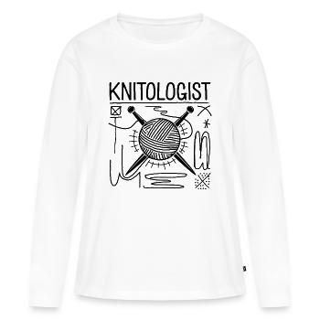 Expertise créative en tricot - T-shirt manches longues Premium bio Femme - blanc - Devant - Julia (174cm)