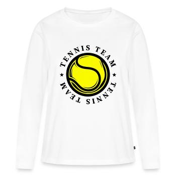 Tennis Sports d’équipe - T-shirt manches longues Premium bio Femme - blanc - Devant - Julia (174cm)