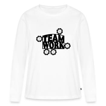 Travail d’Équipe - T-shirt manches longues Premium bio Femme - blanc - Devant - Julia (174cm)