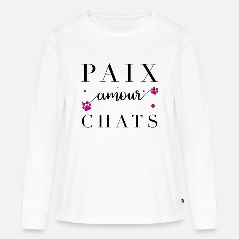 Frieden, Liebe & Katzen - Frauen Premium Bio Langarmshirt - Weiß