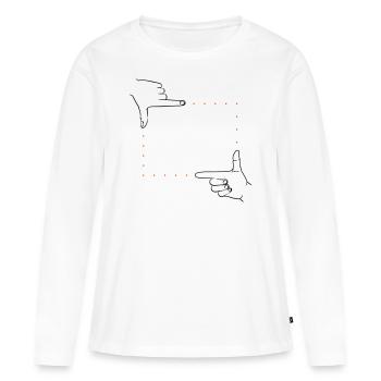 Cadre de signaux manuels – 2 couleurs - T-shirt manches longues Premium bio Femme - blanc - Devant - Julia (174cm)