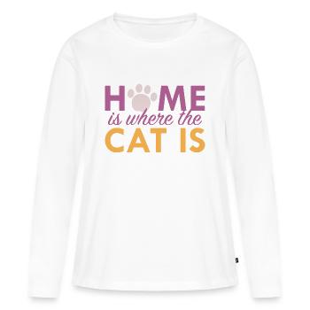 Zuhause ist, wo die Katze ist - Frauen Premium Bio Langarmshirt - Weiß - Vorne - Julia (174cm)