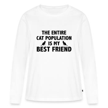 Toute la population de chats est mon meilleur ami - T-shirt manches longues Premium bio Femme - blanc - Devant - Julia (174cm)