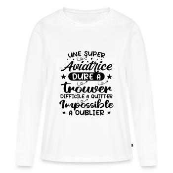 Une Super Aviatrice - Cadeau aviatrice - T-shirt manches longues Premium bio Femme - blanc - Devant - Julia (174cm)