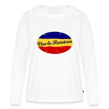 Les Roumains - T-shirt manches longues Premium bio Femme - blanc - Devant - Julia (174cm)