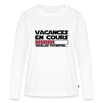 vacances EN COURS - T-shirt manches longues Premium bio Femme - blanc - Devant - Julia (174cm)
