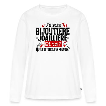 Bijoutière Joaillière Métier Bijoux Bijou - T-shirt manches longues Premium bio Femme - blanc - Devant - Julia (174cm)