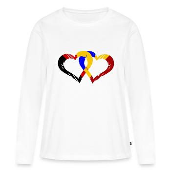 Partenariat germano-roumain - T-shirt manches longues Premium bio Femme - blanc - Devant - Julia (174cm)