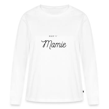 Bientôt mamie - T-shirt manches longues Premium bio Femme - blanc - Devant - Julia (174cm)