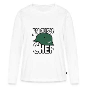 j’ai Glissé chef - T-shirt manches longues Premium bio Femme - blanc - Devant - Julia (174cm)