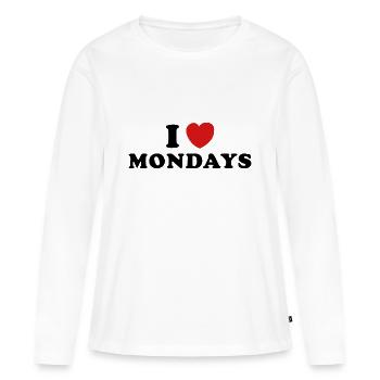 J’adore les lundis - T-shirt manches longues Premium bio Femme - blanc - Devant - Julia (174cm)