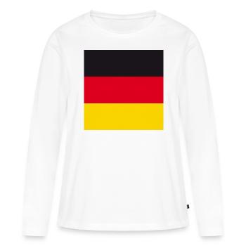 Signaler Allemagne boutons - T-shirt manches longues Premium bio Femme - blanc - Devant - Julia (174cm)
