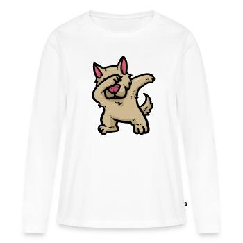 Kleiner Dub Doggy - Frauen Premium Bio Langarmshirt - Weiß - Vorne - Julia (174cm)