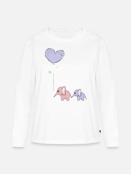Elefanten mit Ballon - Frauen Premium Bio Langarmshirt - Weiß