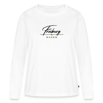 Freiburg - Frauen Premium Bio Langarmshirt - Weiß - Vorne - Julia (174cm)