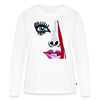 FH Scribble Face by Felix Heinrich - Frauen Premium Bio Langarmshirt - Weiß - Vorne - Julia (174cm)