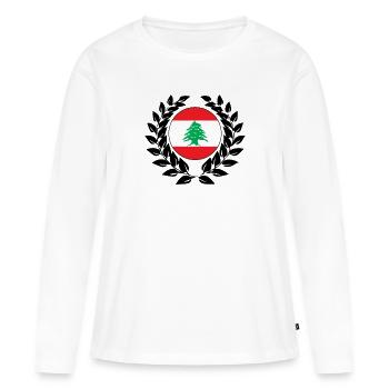 Liban drapeau libanais drapeau drapeau laurier - T-shirt manches longues Premium bio Femme - blanc - Devant - Julia (174cm)
