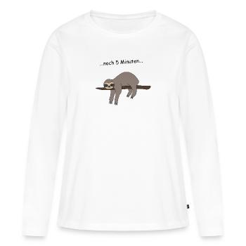 Faultier Schlafen Wecker - Frauen Premium Bio Langarmshirt - Weiß - Vorne - Julia (174cm)