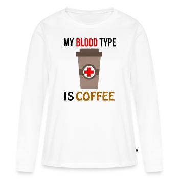 Café, café, café, café, café, drôle - T-shirt manches longues Premium bio Femme - blanc - Devant - Julia (174cm)