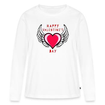 Saint-Valentin, Saint-Valentin, Saint-Valentin - T-shirt manches longues Premium bio Femme - blanc - Devant - Julia (174cm)