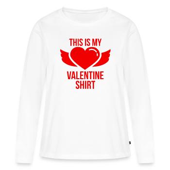Saint-Valentin, Saint-Valentin, Saint-Valentin - T-shirt manches longues Premium bio Femme - blanc - Devant - Julia (174cm)