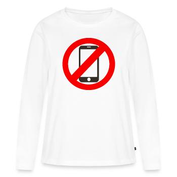 Interdiction des téléphones portables - T-shirt manches longues Premium bio Femme - blanc - Devant - Julia (174cm)